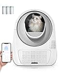 CATLINK Self Cleaning Automatic Litter Box for Cats 3.5~22lbs-APP Control,Double Odor Removal-Extra Large with 40 Liners&1 Carbon Filter Box Included -Smart Robot Cat Litter Box (New Version)