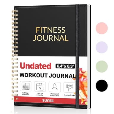 Fitness Journal Workout Planner for Women & Men, A5 (6.4" x 8.3") Workout Journal Log Book Planner Gift for Track Gym Essentials, Home Workouts, Track Progress, Achieve Wellness Goals, Black