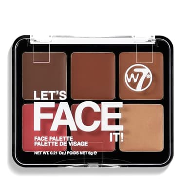W7 Let’s Face It Cream Face Palette – Deep Desert Glow - 6-Pan Bronzer, Blush & Highlight Palette - Creamy, Blendable Face Makeup
