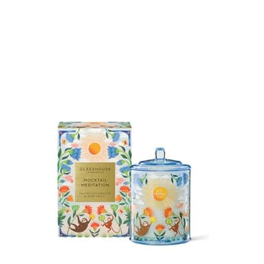 Glasshouse Fragrances Mocktail Meditation Candle, Triple Scented Natural Soy Wax Blend, 2 Wicks & Glass Jar, 65 Hour Burn Time, Salted Cucamelon & Starfruit, 13.4 oz. (380g)