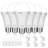 Ostwiki Emergency Rechargeable Light Bulbs,6 Pack Battery Operated Backup Light Bulb for Power Outage Camping Outdoor Hurricane 9W E27 8500K 1200mAh White Equivalent Self-Charging LED Light Bulbs