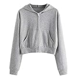 SMIDOW Crop Full Zip Up Hoodie Women Cute 2023 Fall Fashion y2k Clothes Teen Girl Cropped Lightweight Jacket With Hood