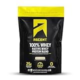 Ascent 100% Whey Protein Powder - Post Workout Whey Protein Isolate, Zero Artificial Flavors & Sweeteners, Soy & Gluten Free, 5.5g BCAA, 2.6g Leucine, Essential Amino Acids, Vanilla Bean 2 lb
