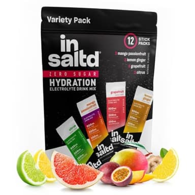 INSALTD Sugar-Free Electrolyte Powder Hydration Packets | High Potency Clean Electrolytes Without Stevia | Zero Calorie Electrolytes for Fasting | Water Additive Drink Mix (Variety Pack)