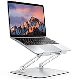 OMOTON Laptop Stand for Desk, Ergonomic Metal Adjustable Laptop Stand, Laptop Holder Riser with Cooling Function, Computer Stand Compatible with MacBook and All Laptops (10-17.2 inch), Silver