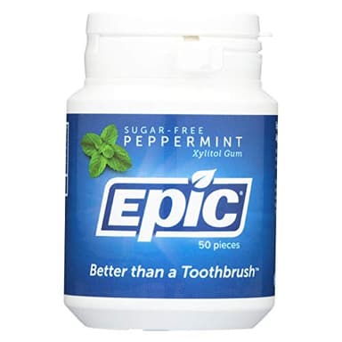 2 Pack of Epic Dental Peppermint Gum - Xylitol Sweetened - 50 Count - Gluten Free - Wheat Free - Vegan