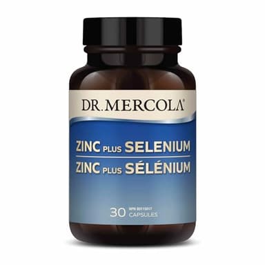 Dr. Mercola Zinc Plus Selenium - Mineral Blend Supplement - for Immune, Brain & Respiratory Support - Contains Zinc Glycinate Chelate & Copper - GMO-Free & Gluten-Free - 30 Capsules (30 Servings)