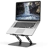 Gogoonike Adjustable Laptop Stand for Desk, Metal Foldable Laptop Riser, Portable Laptop Holder Mount, Ventilated Cooling Computer Notebook Stand Compatible with 10-15.6” Laptops