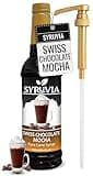Syruvia Swiss Chocolate Mocha Syrup - 25.4 fl oz Premium Coffee Flavoring Syrup - Kosher Coffee Syrups, Gluten Free, No Coloring, Perfect for Drinks, Soda, Shakes, Desserts, and More With Pump