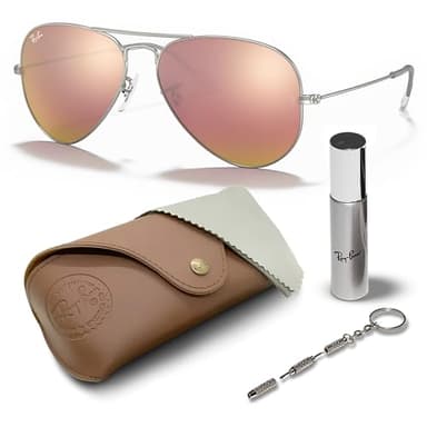 Ray-Ban RB3025 AVIATOR FLASH LENSES Pilot Shaped Non-Polarized Sunglasses for Men & Women – Includes Official RAYBAN Eyewear Kit – Ideal Formal & Casual Wear Sunglasses – Copper Flash Lens