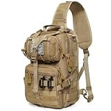 Lemubeane Tactical Sling Bag Backpack Military Rover Shoulder Sling Pack EDC Molle Assault Range Bag Crossbody Chest Pack (Coyote)