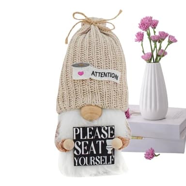 Plush Toilet Gnome - Cute Knitted Tomte Doll, Swedish Stuffed Ornament, Soft Tabletop Decoration, Adorable Plush Design | Bathroom Decor Accent, Kids Teen Room Companion, Home Gnome Display, Holiday