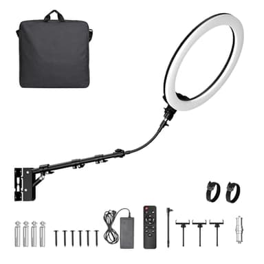 EMART 21’’ Ring Light Wall Mount with Phone Holder, Rotatable Boom Arm Overhead Light Stand with Remote Control for Photography Lighting Studio, Live Streaming, Salon, Barber Light, Beauty Tattoo