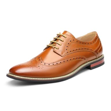Bruno Marc Moda Italy Prince Men's Classic Modern Oxford Wingtip Lace Dress Shoes,Size 10.5,Wingtip Brown,Prince-3