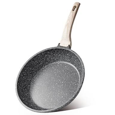 CAROTE Non Stick Frying Pan Skillet, Omelet Pan, Healthy Non Toxic Granite Chef Pan, Induction Compatible Egg Frying Pan with Heat-Resistant Handle, PFOA-Free,Black, 12"