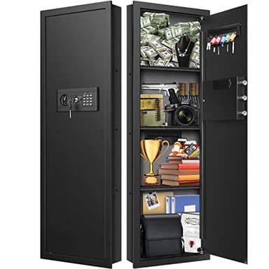 GHJGAGE 43.3'' Tall Fireproof Wall Safe Between Stud, Heavy Duty Flush In Wall Safe With Digital Keypad & Removable Shelf, Hidden Gun Safe, Security Home Wall Safes For Storage Firearms Money Medicine