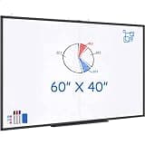 White Board Dry Erase 60x40, Maxtek Large Magnetic Whiteboard Black Dry Erase Boards for Wall, Aluminum Presentation Wall-Mounted Marker Board with a Long Pen Tray for School, Classroom, Office & Home