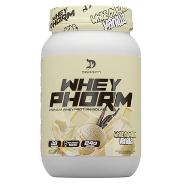 DRAGON PHARMA WheyPhorm, Whey Protein Blend, Fast Absorption, Gluten Free, Premium Whey Protein Matrix, Maximize Recovery, Great Tasting, 25 Grams of Protein (2lb, White Chocolate Vanilla Ice Cream)
