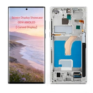 【Curved Display】 OEM Grade for Samsung Galaxy S22 Ultra LCD Screen Replacement, 6.81 Inch 120Hz Dynamic AMOLED 2X Display with Frame, Touch Digitizer, Protective Film (Phantom White)