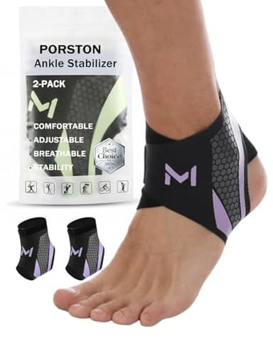 2-Pack Ankle Brace for Men & Women,Adjustable Lace up Ankles Sock,Basketball Ankle Stabilizer with Straps,Orthopedic Compression Sleeve for Plantar Fasciitis Relief,Tendonitis,Sprained(Purple)