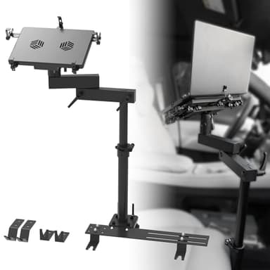 MELIPRON Truck Laptop Mount for Cars, Vans, Vehicles, No-Drill Computer Stand with Adjustable Height, Full Motion Swivel, Heavy-Duty Laptop Holder for Mobile Work