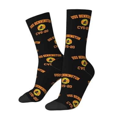 ZDHGAEW USS Bennington CVS-20 Socks, Men's Crew Socks, Cotton Cozy Casual Sock