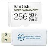 SanDisk 256GB High Endurance Video MicroSDXC Card for Dash Cams Works with Garmin Mini 2, 47, 57, 67W Series (SDSQQNR-256G-GN6IA) Bundle with Everything But Stromboli SD & Micro SD Memory Card Reader