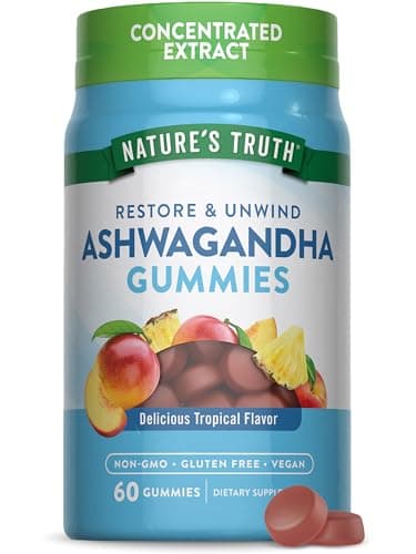 Nature's Truth Ashwagandha Gummies | 60 Count | Tropical Flavor | Vegan, Non-GMO, & Gluten Free Supplement