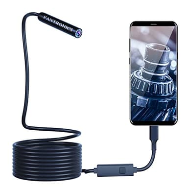 Borescope Inspection Camera, Fantronics Industrial Endoscope IP67 Waterproof 8mm Camera with 8 LED Lights for OTG Android & iOS Smartphone, iPhone, iPad, Samsung (16.4FT, Type-C, Micro, Lightning)