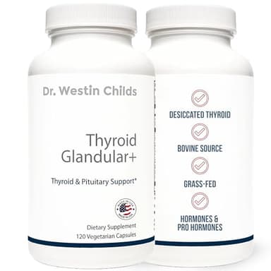Dr. Westin Childs - Thyroid+ Raw Grass-Fed Desiccated Bovine Thyroid Support for Women & Men with Hypothyroid, Hashimoto's, Energy & Metabolism Supplement - L-Tyrosine, Selenium, Iodine & More 120 ct