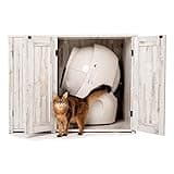 Whisker Litter-Robot Credenza with Litter Box Enclosure, Rustic White Plank Finish, 43.2” W x 28.1” D x 33.1” H, Stylish and Durable Hidden Cat Litter Box Furniture, Litter-Robot Not Included