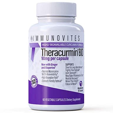 Theracurmin BID 300mg (Nano Curcumin 90mg per Cap.) [[600mg per Serving]] - Now w/Ginger & Bioperine (60ct Bottle)