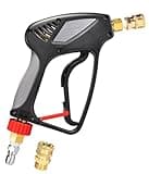 TOOLCY Pressure Washer Gun, Short Power Washer Gun, Commercial 5000 PSI / 10.5 GPM, Sturdy Design for Gas Power Washer, with 3/8" Swivel Plug & M22-14mm Male Fitting