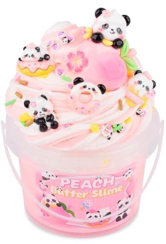 Pink Peach Butter Slime Kit, with Fun Panda Slime Add Ins, Soft Non-Sticky, Scented Slime Kit for Kids, Birthday Gifts for Boys & Girls, Classroom Rewards, DIY Stress Relief Toy (300 ml)