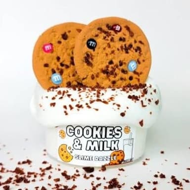 Cookies and Milk Butter Slime 8 oz – Smooth Butter Texture with Cookies Scent – Includes Clay Cookie Pieces, Sprinkles & Candy Charms – Beginner-Friendly Sensory Slime