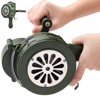 Acshio Hand Crank Siren Horn, 110 DB Loud Emergency Safety Manual Siren, Portable Metal Manual Handheld Air Raid Siren Fire Alarm for Self Protection, Home, Sport Event, Green