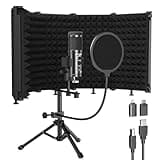 Studio Recording Microphone Isolation Shield with Pop Filter and Metal Tripod Stand, USB Condenser Mic to PC Laptop Smartphone, Studio Microphone for Recording Singing Podcasting