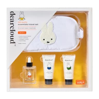 Miffy Skin Purity Essentials Travel Set of 4 ($55 Value) - Korean Skin Care Travel Set – Hydrating Korean Skin Care Travel Essentials Set with Cosmetic Bag