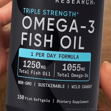Sports_Researchs Triple Strength Omega-3 Fish Oil, 150 Fish Softgels - Burp Less