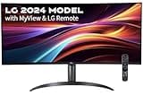 LG 34" Curved WQHD IPS Black Monitor with Built-in Speaker, (3440x1440) 100Hz, 5ms, Ultrawide MyView Streaming, Airplay2, Magic Remote, 34SR65QC-B WebOS 2024 Model (Renewed)