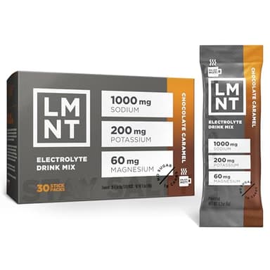 LMNT Zero Sugar Hot Chocolate or Coffee Mixer - Chocolate Caramel Salt | Drink Mix | 30-Count
