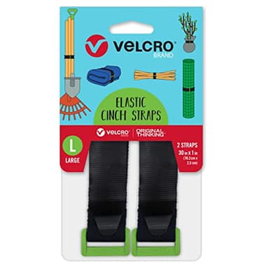 Velcro Brand Garden Series Elastic Straps | 30 Inch by 1 Inch Stretch Ties | Shed or Garage Organization | Bundle Stakes, Tool Handles, Wrap Fencing, Camping Gear or Supplies, Black 2ct