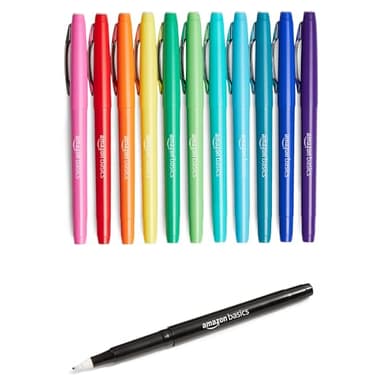Amazon Basics Felt Tip Marker Pens, Versatile for Writing, Drawing, and Journaling, Assorted Colors, 12-Pack