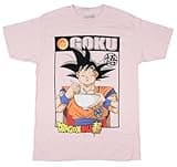 Dragon Ball Super Anime Men's Goku Eating Ramen Pink Adult Graphic T-Shirt (Small)
