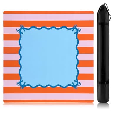 Dunzy 33'' x 33'' Mahjong Mat with Carrying Bag Non Slip Noise Reduction Gaming Mat Rubber Mahjong Table Cover Accessories Gifts for Poker Board Games Dominoes (Navy Blue)