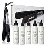Cortex Professional Vapor Hair Straightener Flat Iron for Hair 1.25" Ceramic Premium Argan Infusion Steamliner - Dual Voltage Straightening Irons with Argan Refill Bundle - Planchas De Cabello (5X)