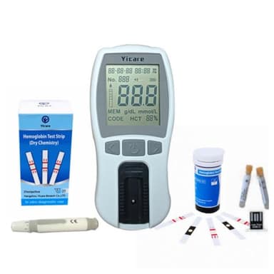 Hemoglobin Meter Hemoglobin Test Meter Hemoglobin Test Kit Hemoglobin Analyzer + 25 Strips + 25 Tubes