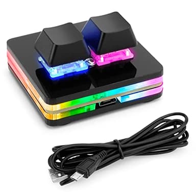 Ecarke Black 2-Key OSU Hot Swap Game Keyboards USB Wired RGB Mechanical Keypad,Autonomous Programming Macro with Software Switches