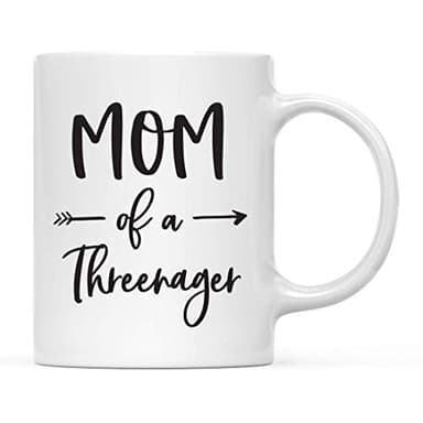 ASECFG Mom of a Threenager Mother's Day 11oz Ceramic Cup for Coffee/Tea/Milk Microwave Safe Gift for Moms of 3-Year-Olds, Daily Use