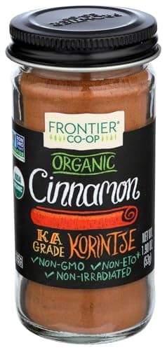 Frontier Co-op Organic Ground Cinnamon, 1.9 Ounce Bottle, Gourmet Quality Cinnamon, Full Balanced Spicy Flavor, Kosher